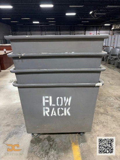 (4) Gray Plastic Laundry / Utility Bin Cart on Casters