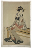 A Beauty In Wayside Tea House | Woodblock Print