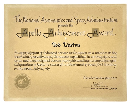 Apollo Achievement Award to Ted Linton