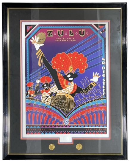 Framed Zulu Social Aid and Pleasure Club Poster with Coins | No. 152