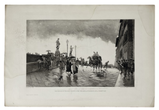 The Bridge Of The Holy Trinity Over The Arno At Florence On A Stormy Day | Print