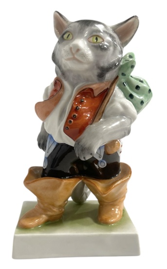 Herend Porcelain Puss in Boots Kitten Cat Sculpture