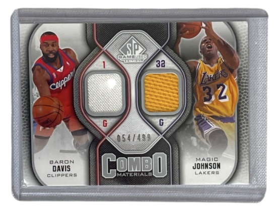 Combo Materials | Baron Davis and Magic Johnson Basketball Card