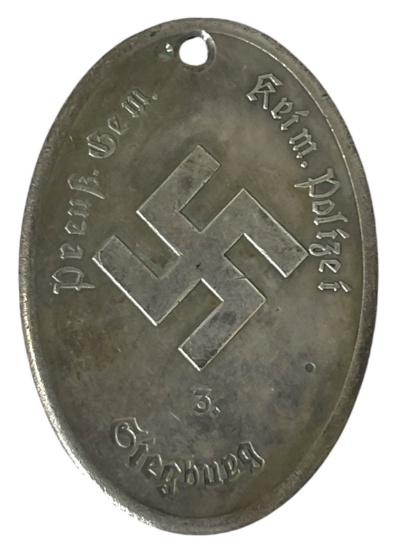 WWII German Prussian Police Tag