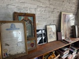 Top Shelf of Metal Signs and Misc Posters