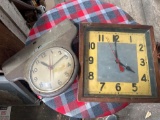 Wooden Square Wall Clock w/ Metal Clock