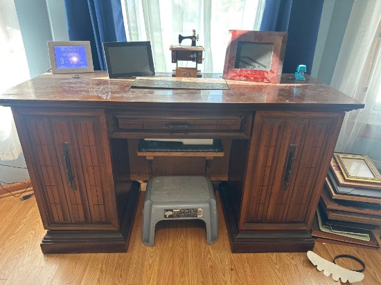 Viking Sew Machine in Cabinet Full of Sewing Related