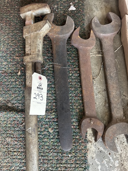3 Large Wrenches & Pipe F Wrench