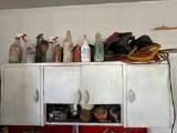 Garage Cabinet FULL of Misc - Extension Cord, Lights, CBs, Tapes, Cleaners