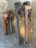 4 Pipe Wrenches - 2 Large Are Rigid