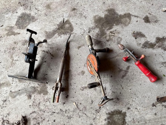 2 Hand Drills, Torch Head, Saw Vise