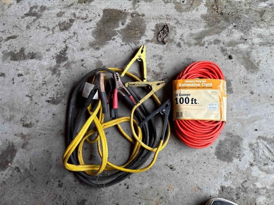 New 100' Extension Cord & 2 Sets of Jumper Cables