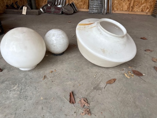 3 Round Milk Glass Light Globes