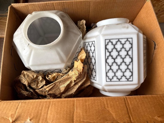 Pair of Victorian Milk Glass Light Globes