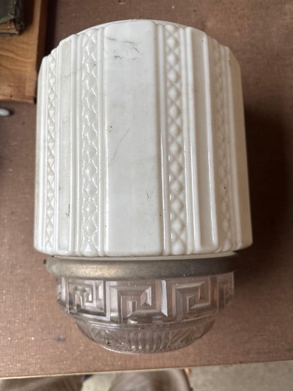 Skyscraper Pendant Milk Glass & Crystal Globe