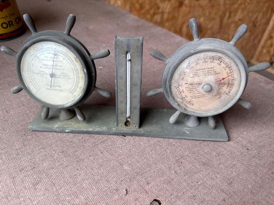 Early Swift & Anderson Ships Wheel Barometer & Thermometer
