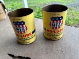 Pair of Mo-Lube Motor Oil Cans - Quart