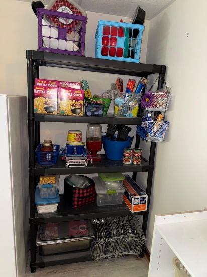 Shelf Contents - Chafing Pans, Containers, Food Items, Misc