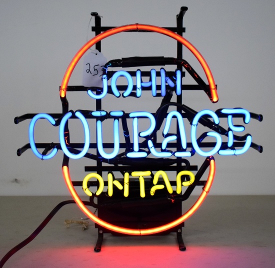 John Courage On Tap neon sign, 17" x 17"
