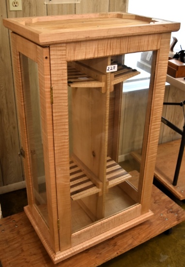 Quality built curly maple saw showcase made by Bill Warner for Dave Jeffers