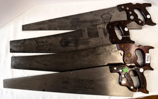 4 Saws-George Bishop, Disston D-95, Bishops bulldog, Victory D-15