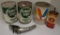 (2) Quaker State oil cans, Valvoline oil can,