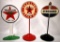 (3) Contemporary pedestal oil signs- (2) Texaco,