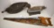 Duck decoys and hand painted saw with Model A