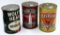 (3) 1 qt oil cans- Wolf's Head, Empire State,