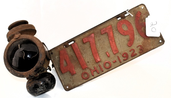 Rear lantern license plate holder w/ Ohio 1923