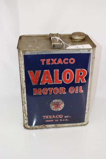 Texaco Valor 2 gallon oil can, (full)