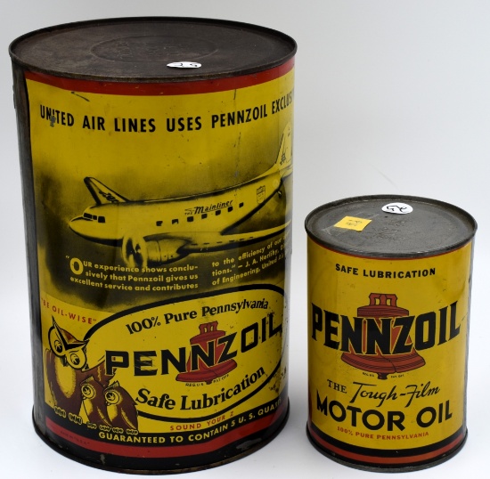 (2) Pennzoil oil cans- 1 & 5 qt