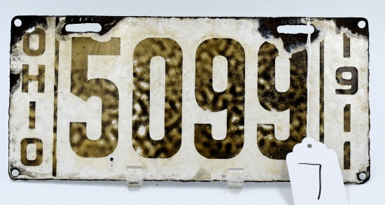 Ohio 1911 porcelain license plate