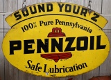 Pennzoil double sided advertising sign,