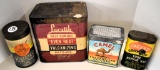 (4) Tire patch advertising tins