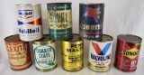(6) 1 quart oil cans; Quaker State, Penn Master,