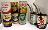 (8) 1 quart oil cans- Quaker State, Texaco,