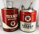 (2) 5 gallon Texaco oil cans