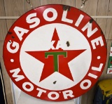 Texaco gasoline and motor oil round porcelain sign