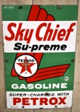Texaco Sky Chief Su-preme porcelain pump sign,