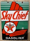 Texaco Sky Chief Gasoline porcelain pump sign