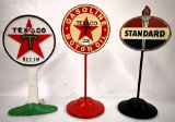 (3) Contemporary pedestal oil signs- (2) Texaco,