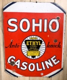 Ethyl Sohio Gasoline double sided porcelain sign,