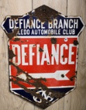Defiance AAA  Automobile Club porcelain sign,
