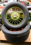 4 tires 4.75-5.00-19 with a Ford rim and a