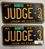 Pair of Missouri license plates 