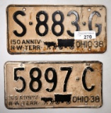 Ohio 1938 License plates,