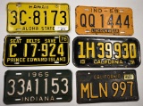 License Plates from Hawaii, Indiana, California,