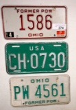 2 Former POW Ohio license plates and USA plate