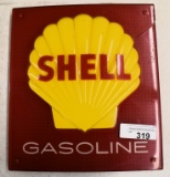 Shell Gasoline plastic signs, cracked,